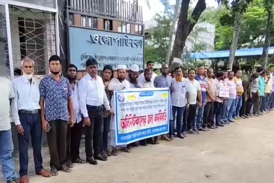 West Zone Power Distribution Company employees stage demonstrations